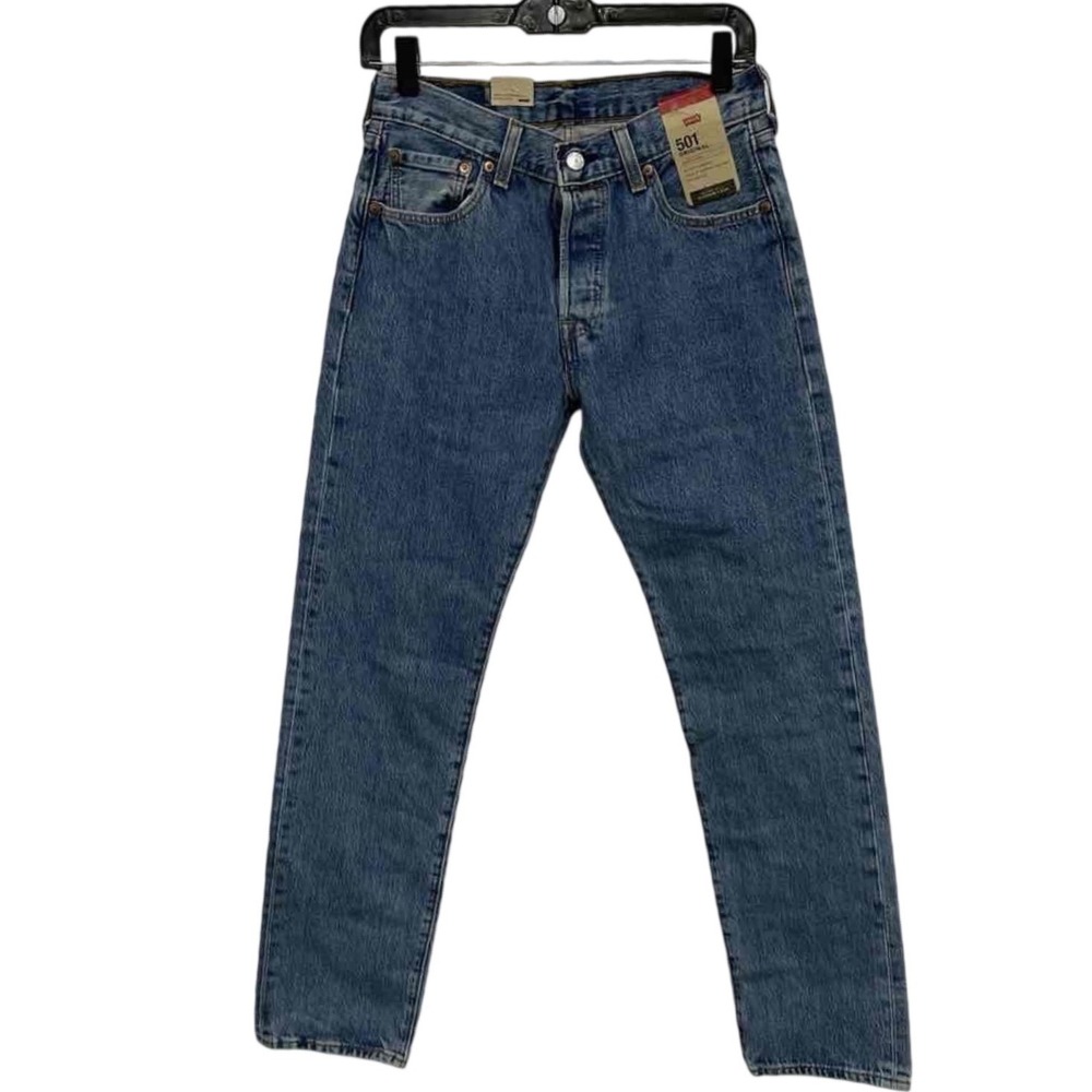 Levis‎ Mens 501 Original Fit Blue Cotton Straight Leg Denim Jeans 29x32 NWT